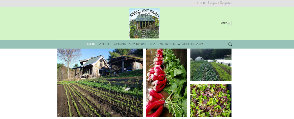 screenshot of small axe farm website